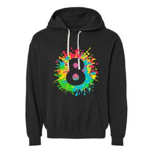 8th Birthday For 8 Paint Splashes Garment-Dyed Fleece Hoodie