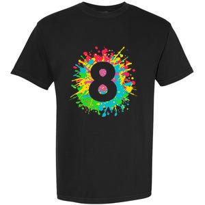 8th Birthday For 8 Paint Splashes Garment-Dyed Heavyweight T-Shirt