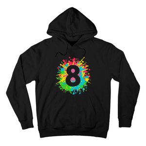 8th Birthday For 8 Paint Splashes Hoodie