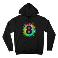 8th Birthday For 8 Paint Splashes Hoodie