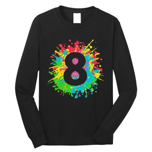 8th Birthday For 8 Paint Splashes Long Sleeve Shirt