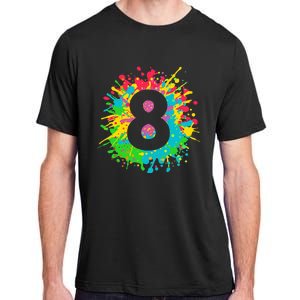 8th Birthday For 8 Paint Splashes Adult ChromaSoft Performance T-Shirt