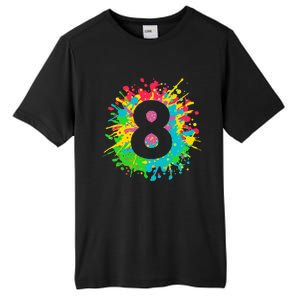 8th Birthday For 8 Paint Splashes Tall Fusion ChromaSoft Performance T-Shirt