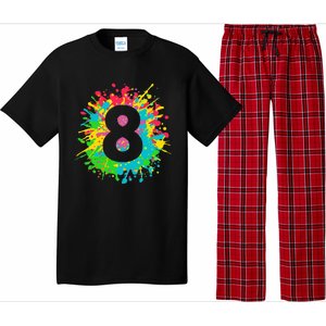 8th Birthday For 8 Paint Splashes Pajama Set