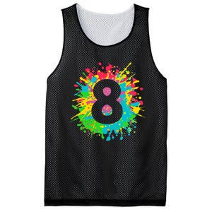 8th Birthday For 8 Paint Splashes Mesh Reversible Basketball Jersey Tank