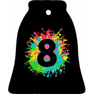 8th Birthday For 8 Paint Splashes Ceramic Bell Ornament