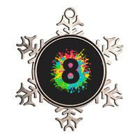 8th Birthday For 8 Paint Splashes Metallic Star Ornament