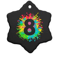 8th Birthday For 8 Paint Splashes Ceramic Star Ornament