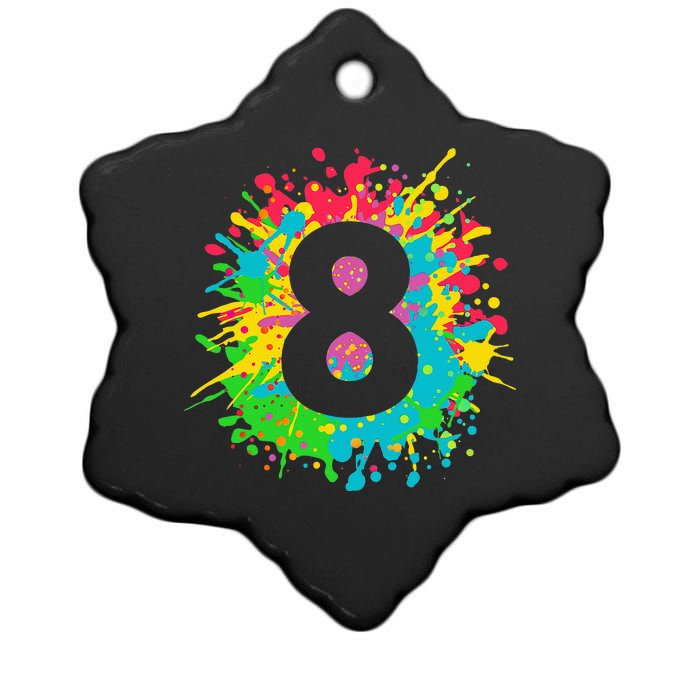 8th Birthday For 8 Paint Splashes Ceramic Star Ornament