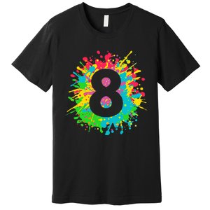 8th Birthday For 8 Paint Splashes Premium T-Shirt