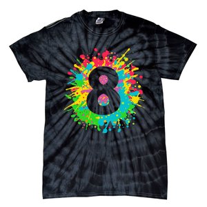 8th Birthday For 8 Paint Splashes Tie-Dye T-Shirt