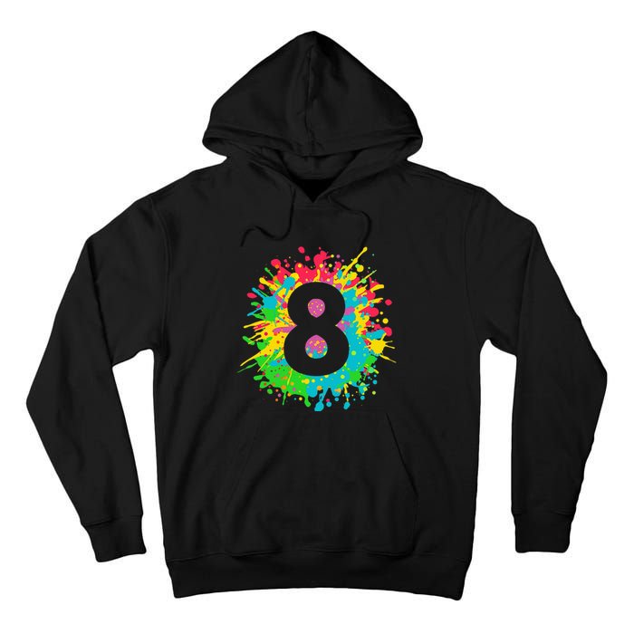 8th Birthday For 8 Paint Splashes Tall Hoodie