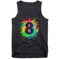 8th Birthday For 8 Paint Splashes Tank Top