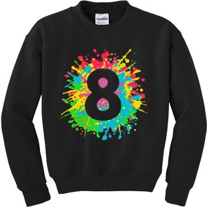 8th Birthday For 8 Paint Splashes Kids Sweatshirt