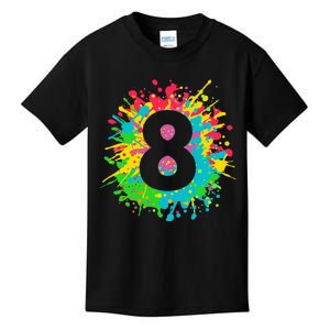 8th Birthday For 8 Paint Splashes Kids T-Shirt