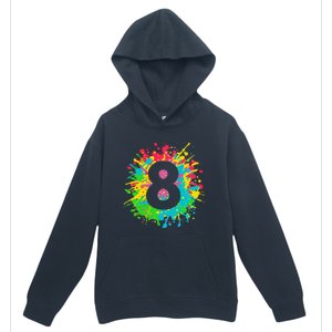 8th Birthday For 8 Paint Splashes Urban Pullover Hoodie