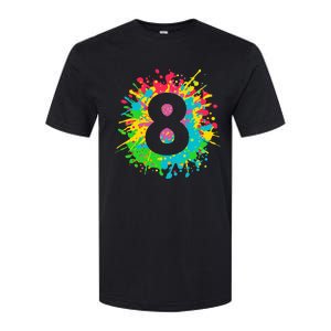 8th Birthday For 8 Paint Splashes Softstyle CVC T-Shirt