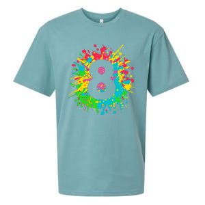 8th Birthday For 8 Paint Splashes Sueded Cloud Jersey T-Shirt