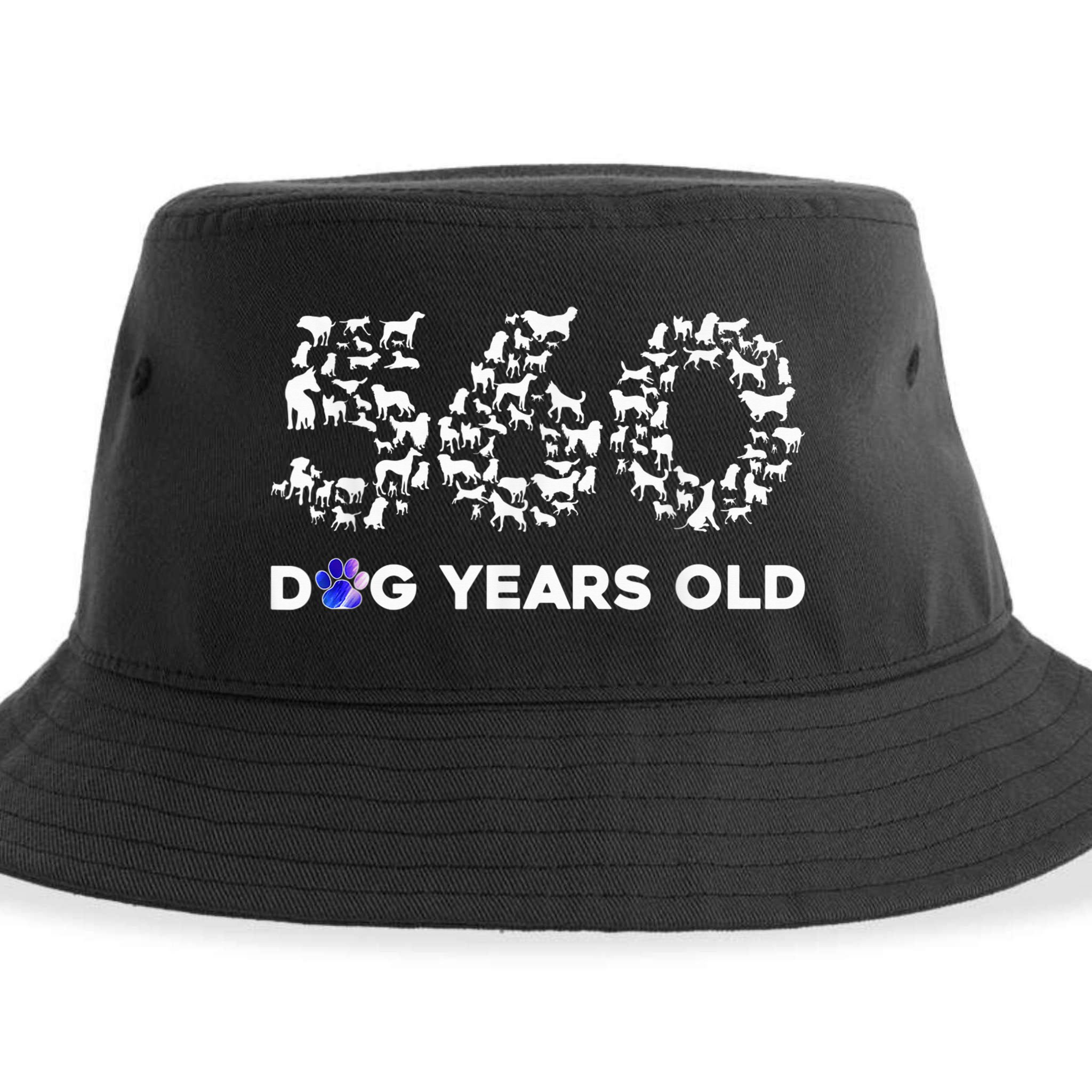 80th Birthday  Funny 560 Dog Years Old Gift Tees Sustainable Bucket Hat