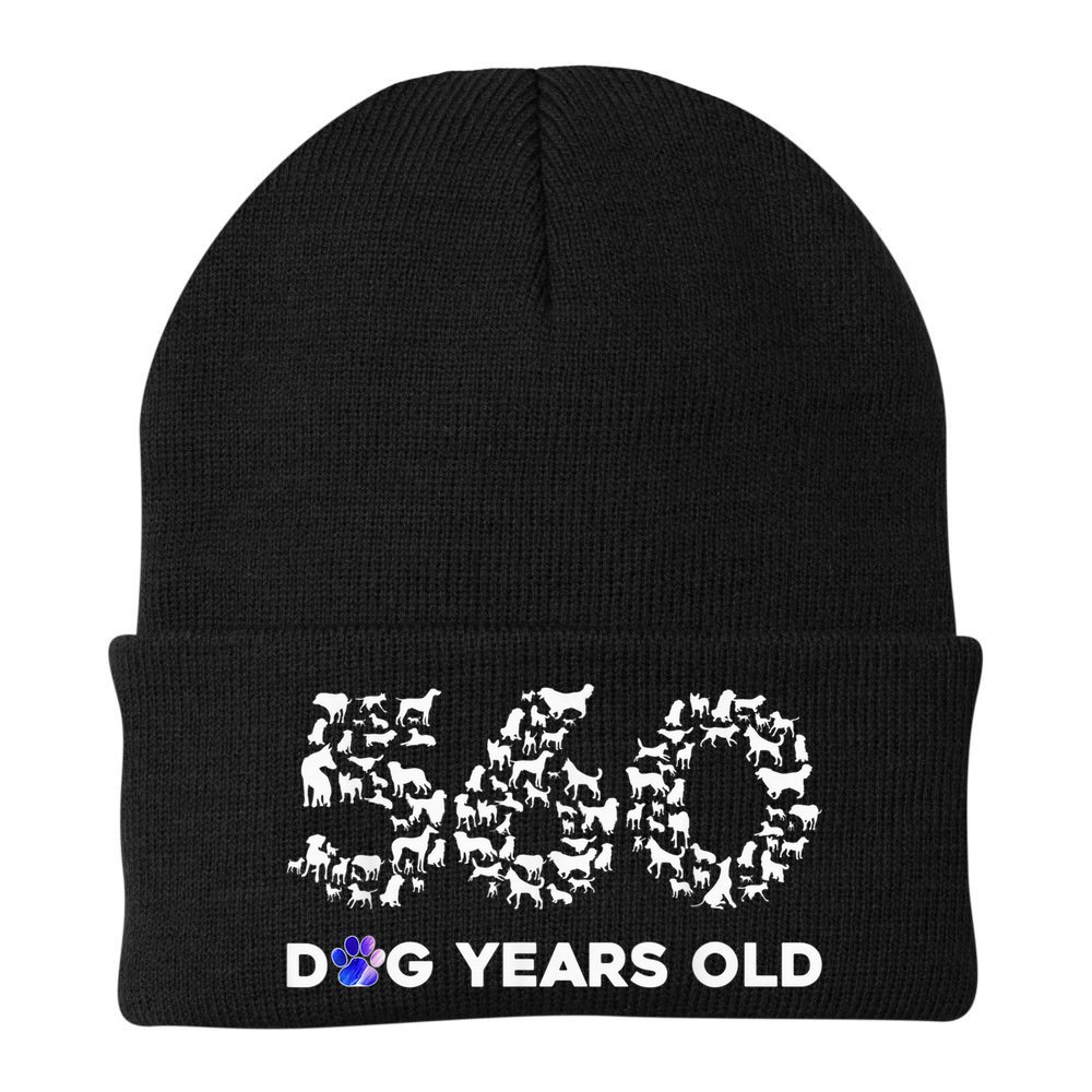 80th Birthday  Funny 560 Dog Years Old Gift Tees Beanie