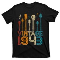 80th Birthday Gifts Vintage 1943 Guitarist Guitar Lovers T-Shirt