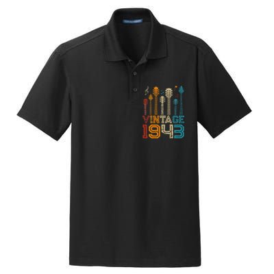 80th Birthday Gifts Vintage 1943 Guitarist Guitar Lovers Dry Zone Grid Polo