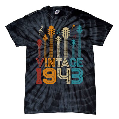 80th Birthday Gifts Vintage 1943 Guitarist Guitar Lovers Tie-Dye T-Shirt