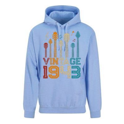 80th Birthday Gifts Vintage 1943 Guitarist Guitar Lovers Unisex Surf Hoodie