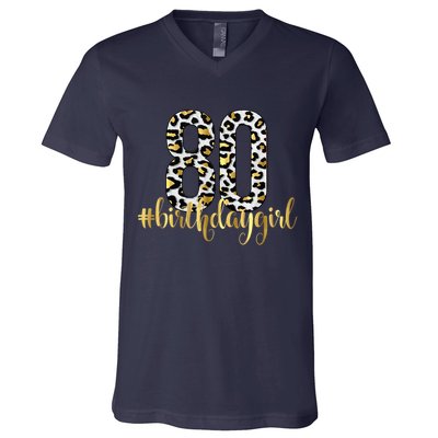 80th Birthday Girl Crown 80 Years Old Bday V-Neck T-Shirt