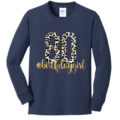80th Birthday Girl Crown 80 Years Old Bday Kids Long Sleeve Shirt