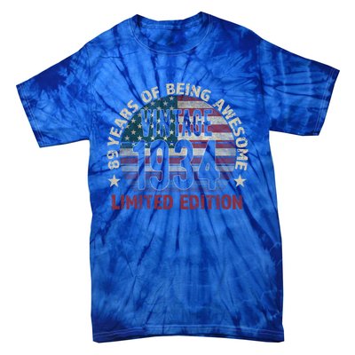 89th Birthday Gift Vintage 1934 89 Years Old Usa Flag Cool Gift Tie-Dye T-Shirt