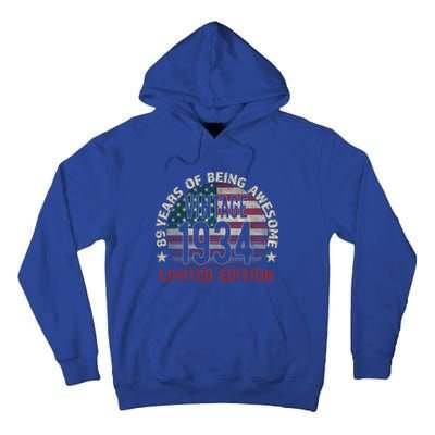 89th Birthday Gift Vintage 1934 89 Years Old Usa Flag Cool Gift Tall Hoodie