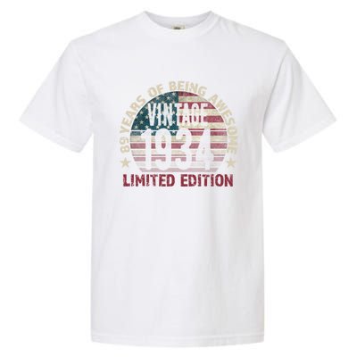 89th Birthday Gift Vintage 1934 89 Years Old Usa Flag Cool Gift Garment-Dyed Heavyweight T-Shirt