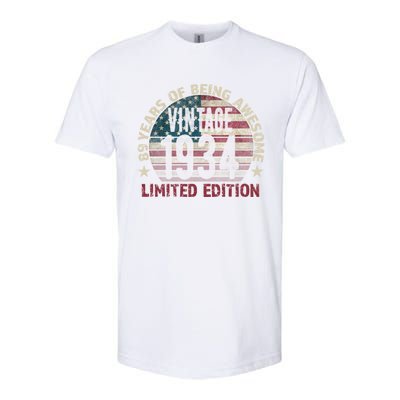 89th Birthday Gift Vintage 1934 89 Years Old Usa Flag Cool Gift Softstyle® CVC T-Shirt