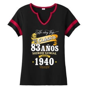 83rd Birthday Gift For In Spanish Regalo Cumpleanos 83 Ladies Halftime Notch Neck Tee