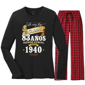 83rd Birthday Gift For In Spanish Regalo Cumpleanos 83 Women's Long Sleeve Flannel Pajama Set 