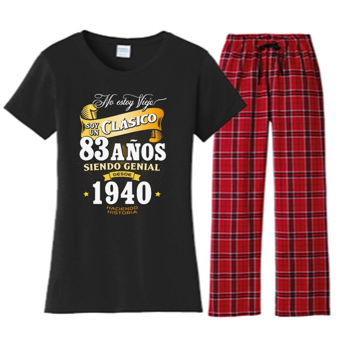 83rd Birthday Gift For In Spanish Regalo Cumpleanos 83 Women's Flannel Pajama Set