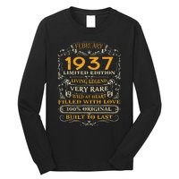 86th Birthday Gift 86 Years Old Retro Vintage February 1937 Long Sleeve Shirt