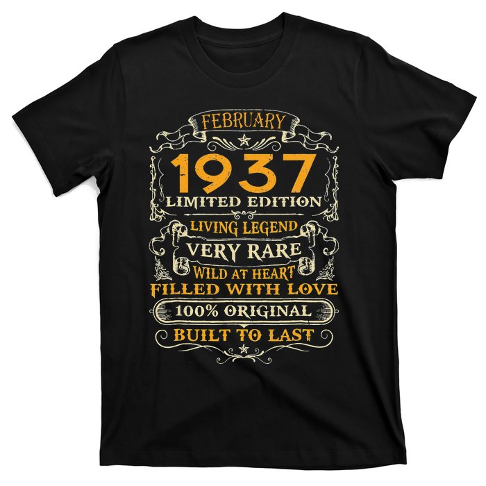 86th Birthday Gift 86 Years Old Retro Vintage February 1937 T-Shirt