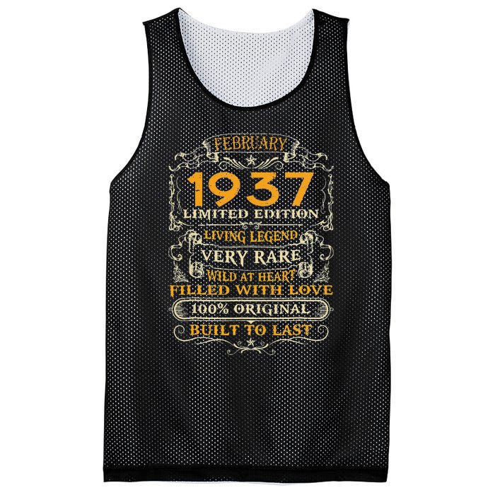 86th Birthday Gift 86 Years Old Retro Vintage February 1937 Mesh Reversible Basketball Jersey Tank