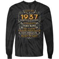 86th Birthday Gift 86 Years Old Retro Vintage February 1937 Tie-Dye Long Sleeve Shirt