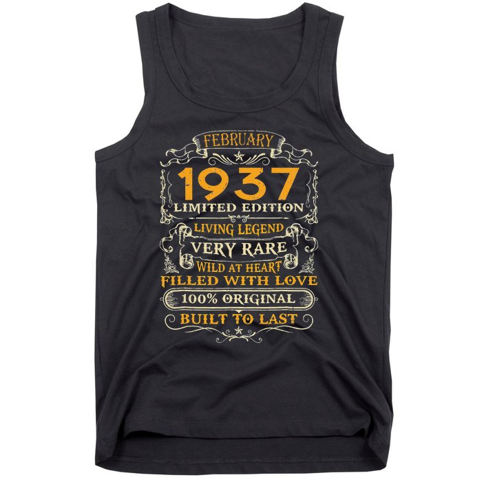 86th Birthday Gift 86 Years Old Retro Vintage February 1937 Tank Top