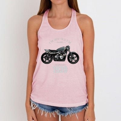 85th Birthday Gift Man Motorcycle Motorcyclist Biker 1939 Women's Knotted Racerback Tank