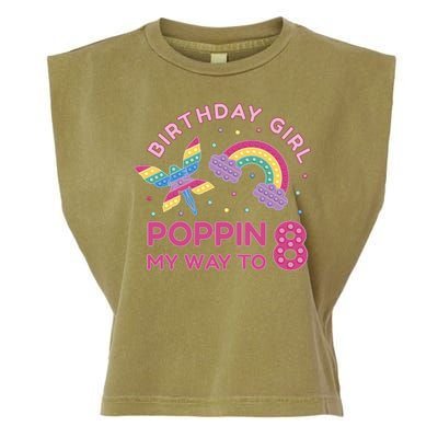 8th Birthday Girl Fairy Rainbow Garment-Dyed Women's Muscle Tee