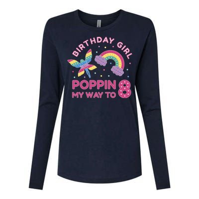 8th Birthday Girl Fairy Rainbow Womens Cotton Relaxed Long Sleeve T-Shirt