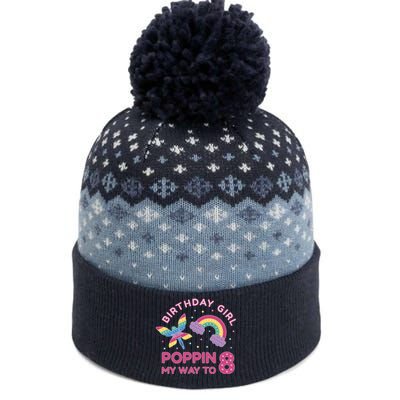 8th Birthday Girl Fairy Rainbow The Baniff Cuffed Pom Beanie