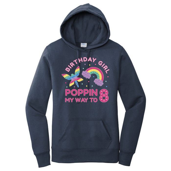 8th Birthday Girl Fairy Rainbow Women's Pullover Hoodie