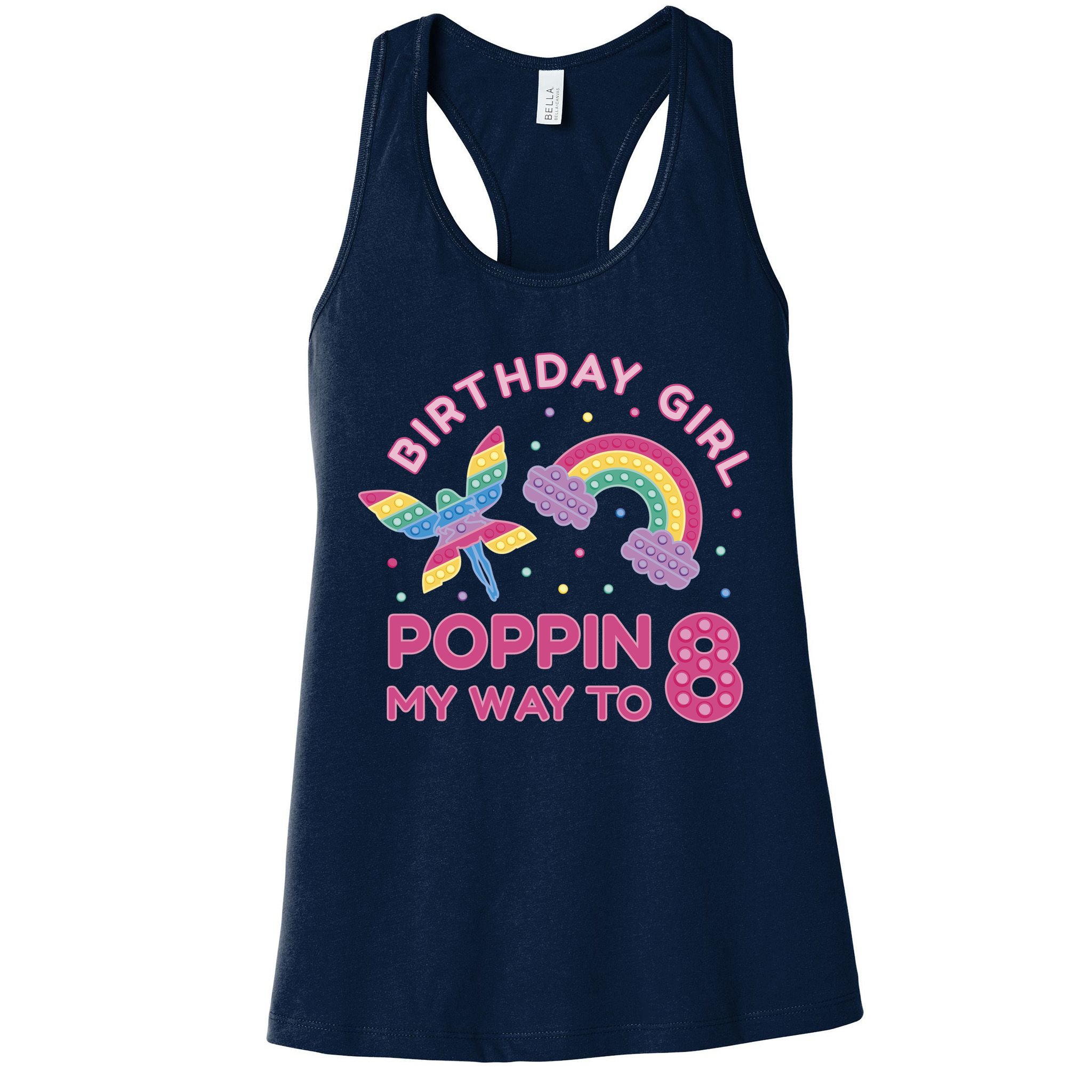 8th Birthday Girl Fairy Rainbow Womens Tank Top