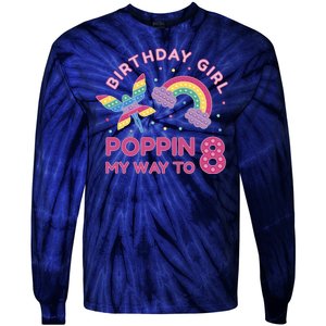 8th Birthday Girl Fairy Rainbow Tie-Dye Long Sleeve Shirt