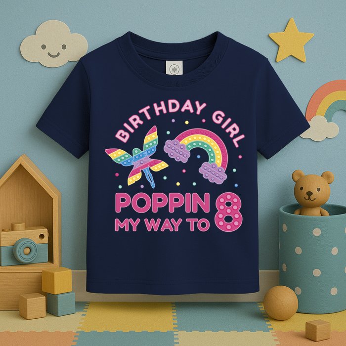 8th Birthday Girl Fairy Rainbow Toddler T-Shirt